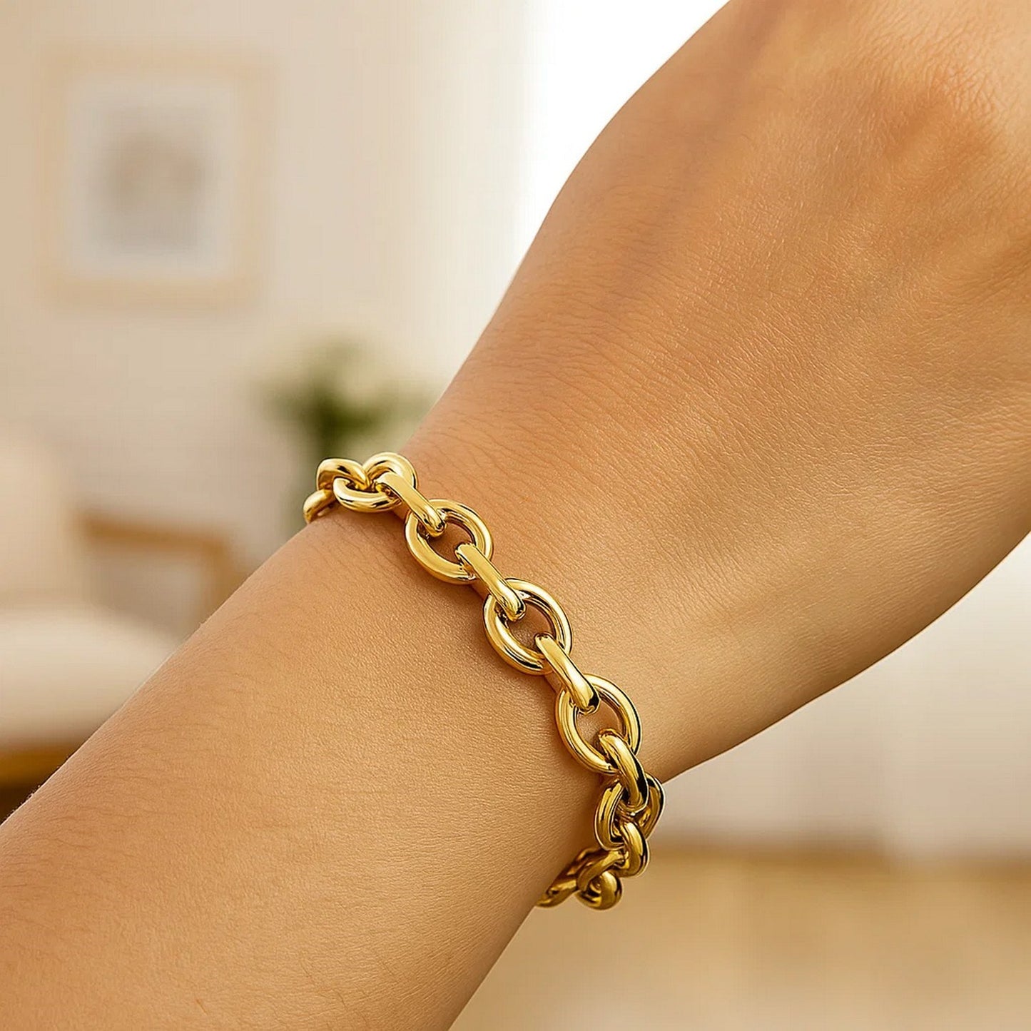 14k Yellow Gold Polished Cable Link Bracelet