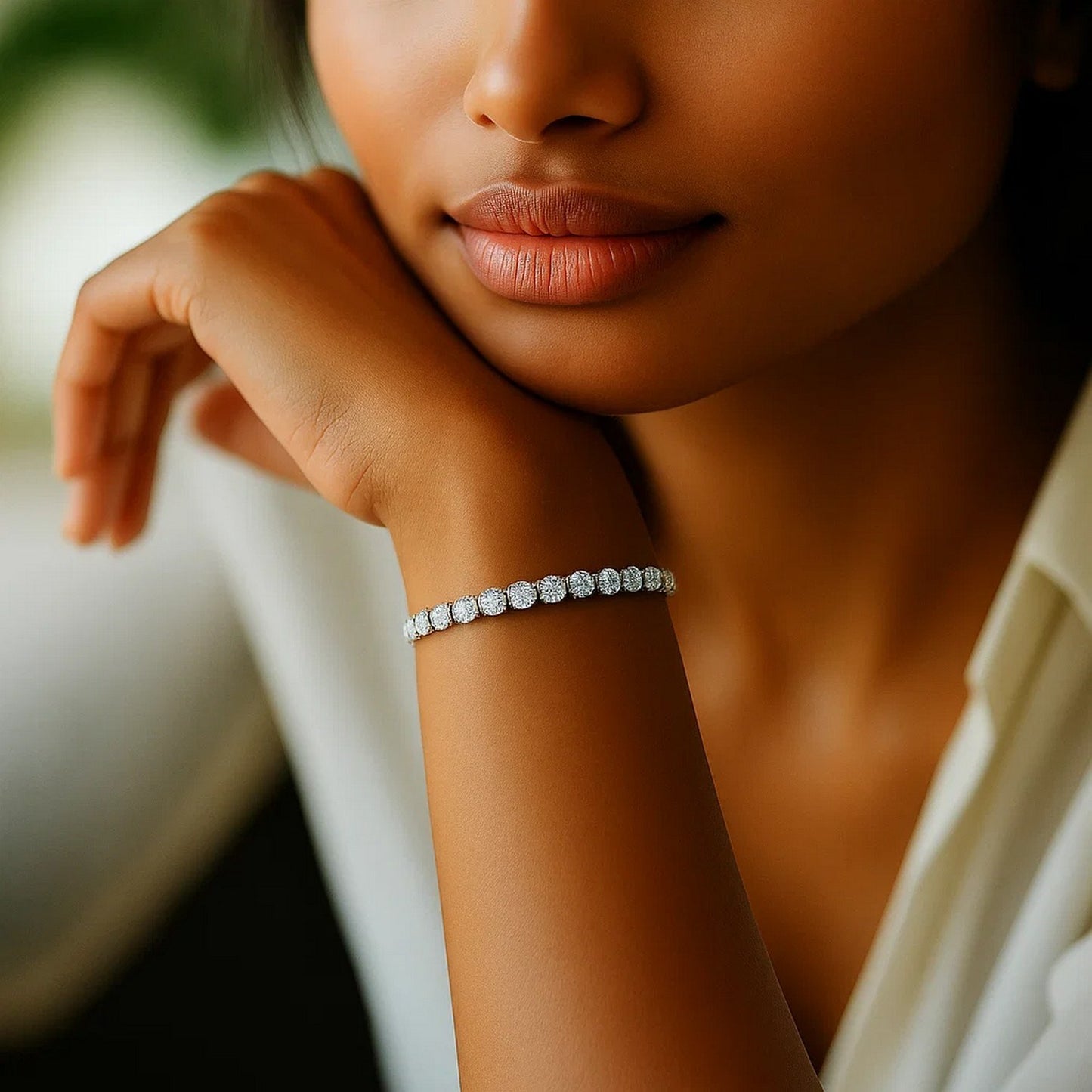 Lab Grown Round Diamond Tennis Bracelet in 14k White Gold (6 cctw F/G VS2/SI1)