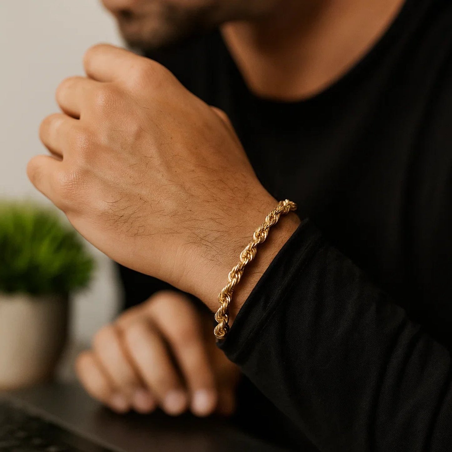 10k Yellow Gold Solid Diamond Cut Rope Bracelet (5.00 mm)