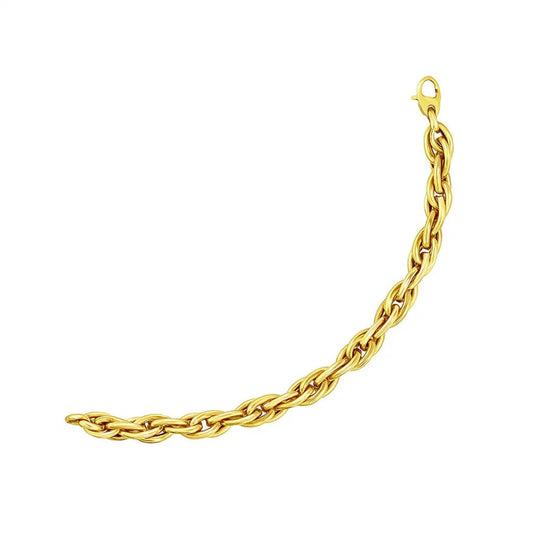 Double Oval Link Chain Bracelet in 14k Yellow Gold (10.00 mm)