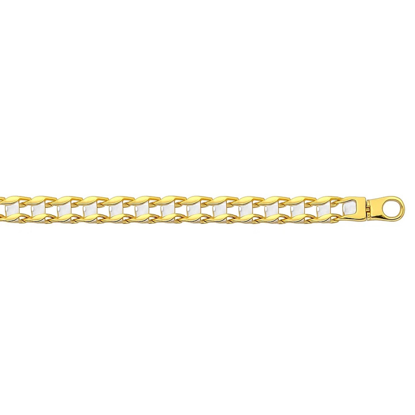 14k Two-Tone Gold Mens Bracelet with S Style Bar Links (7.85 mm)