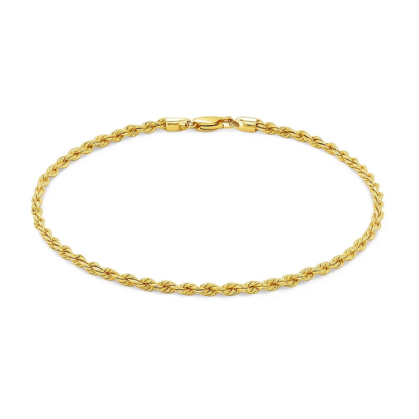 14k Yellow Gold Solid Diamond Cut Rope Bracelet (3.00 mm)