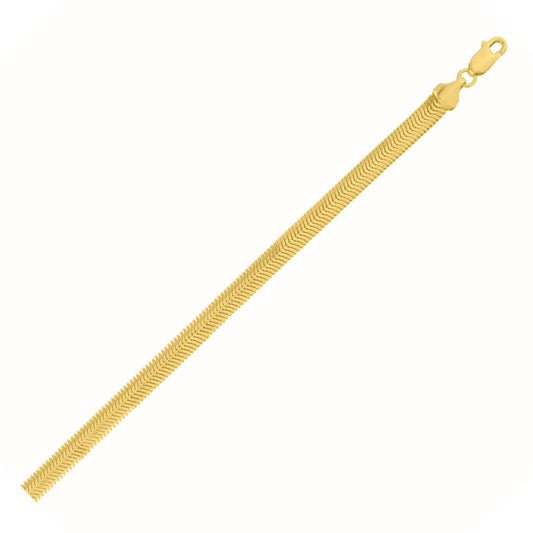 14K Yellow Gold Oval Snake Chain Bracelet (5.30 mm)