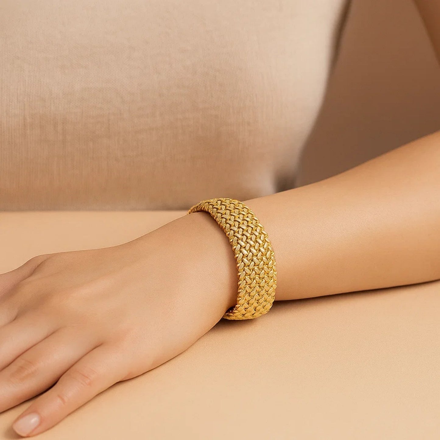 14k Yellow Gold High Polish Thick Braided Bracelet  (14.50 mm)