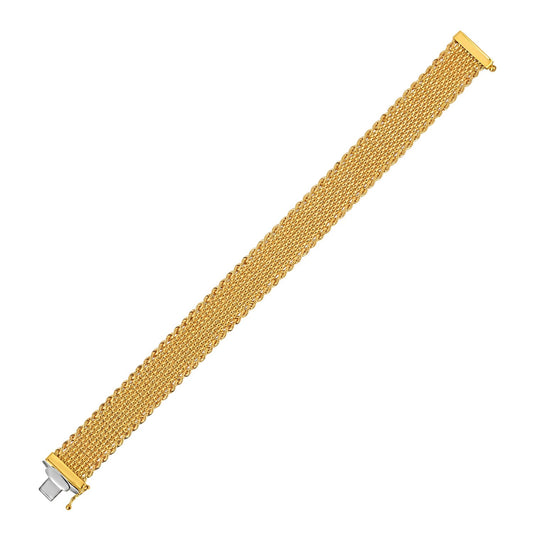 Diamond Cut Mesh Cleopatra Bracelet in 14K Yellow Gold