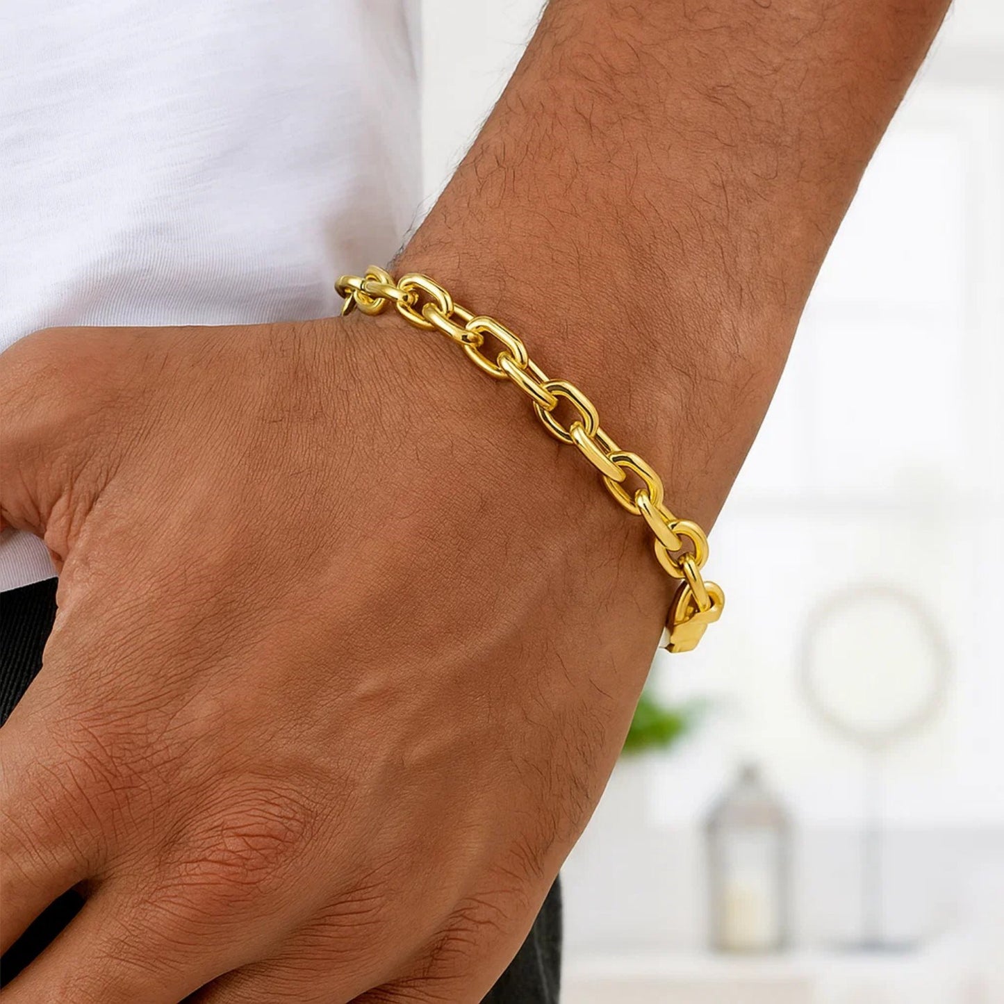 14k Yellow Gold French Cable Chain Bracelet  (6.10 mm)