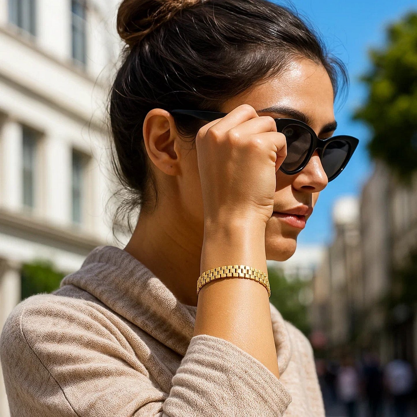 14K Yellow Gold Small Cobblestone Link Bracelet (10.00 mm)