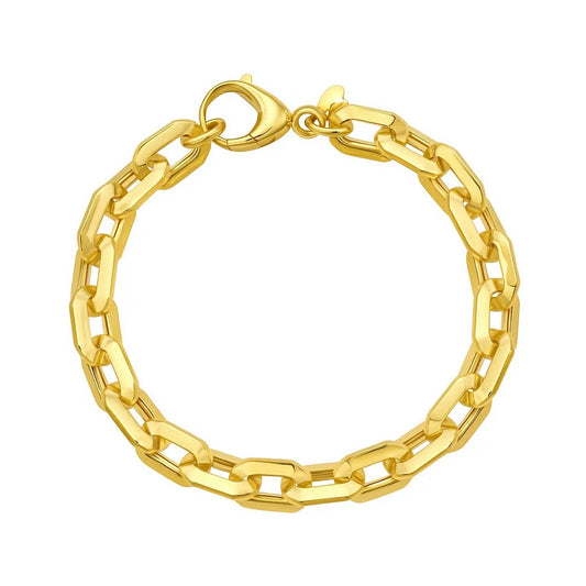 14K Yellow Gold Faceted Octagonal Link Chain Bracelet (8.10 mm)