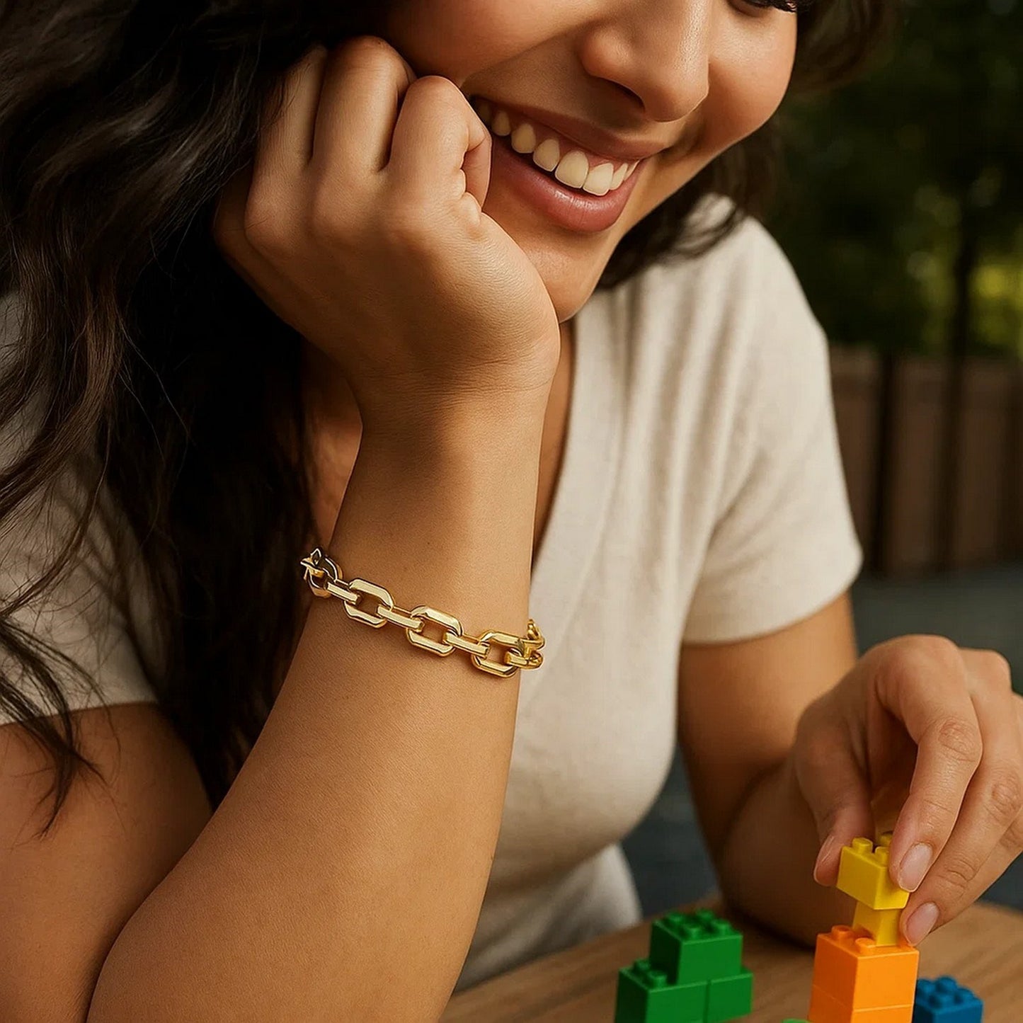 14K Yellow Gold Faceted Octagonal Link Chain Bracelet (8.10 mm)