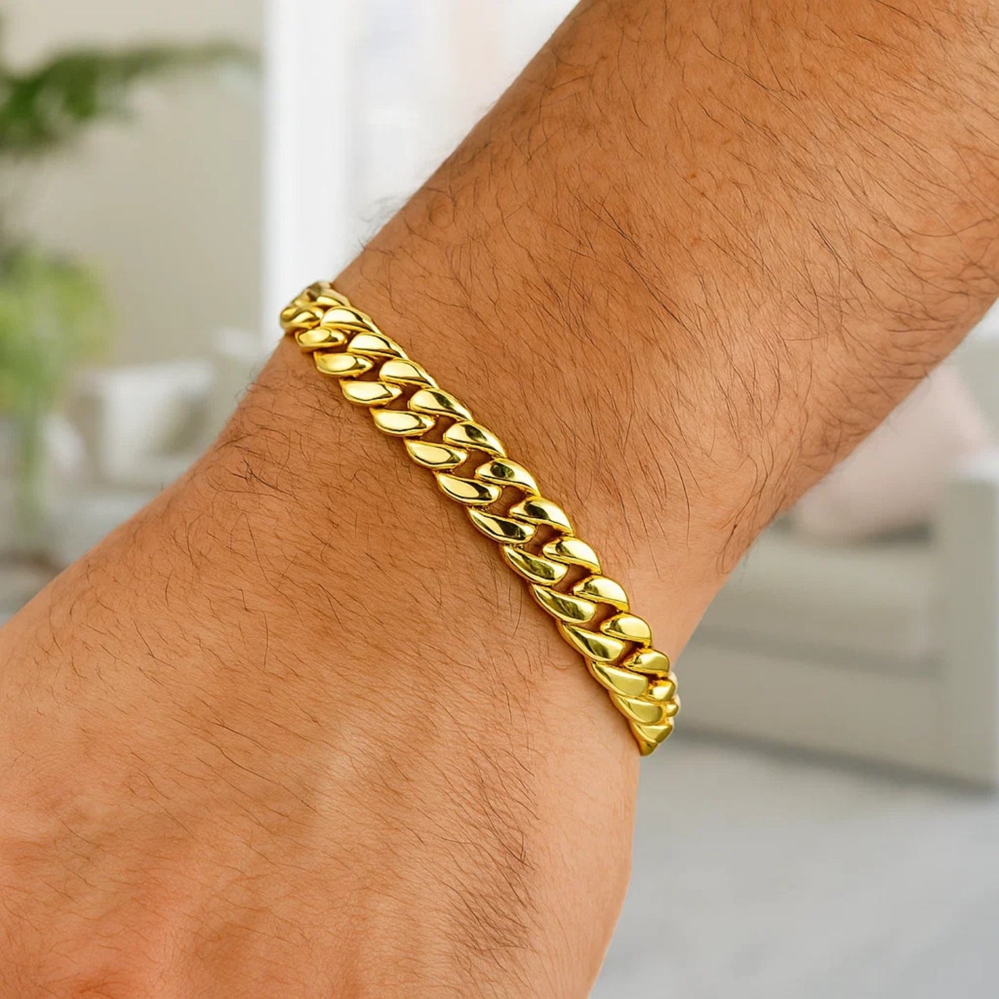 14k Yellow Gold Semi Solid Miami Cuban Bracelet (9.10 mm)