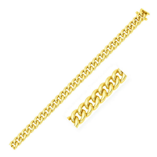 14k Yellow Gold Classic Miami Cuban Solid Bracelet (6.10 mm)