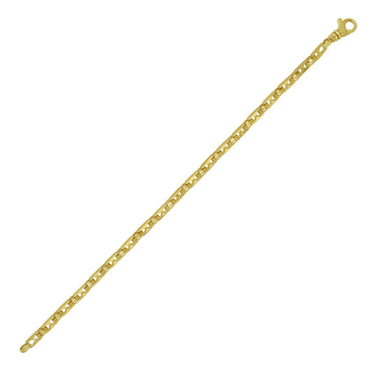 14K Yellow Gold Rectangular Railroad Link Bracelet (7.00 mm)