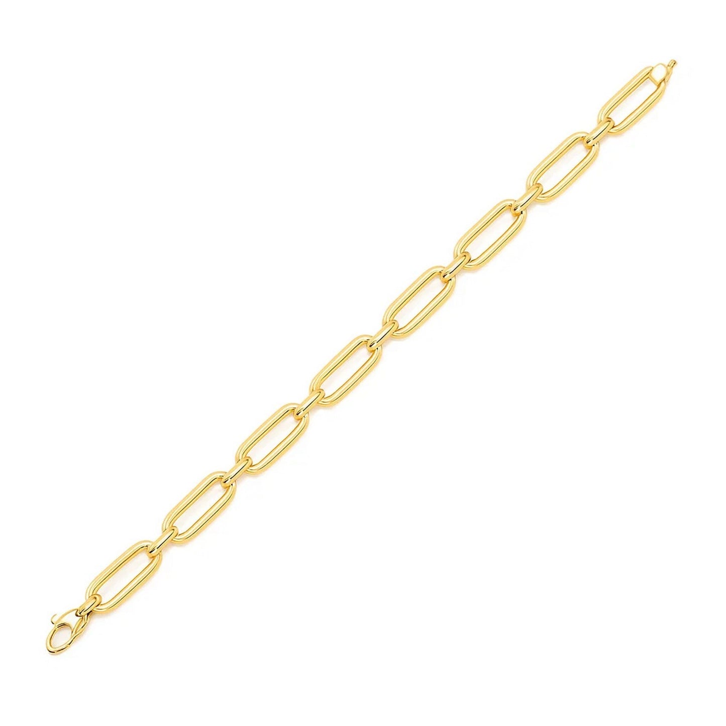 14k Yellow Gold 7 1/4 inch Bombay Paperclip Chain Bracelet (5.60 mm)