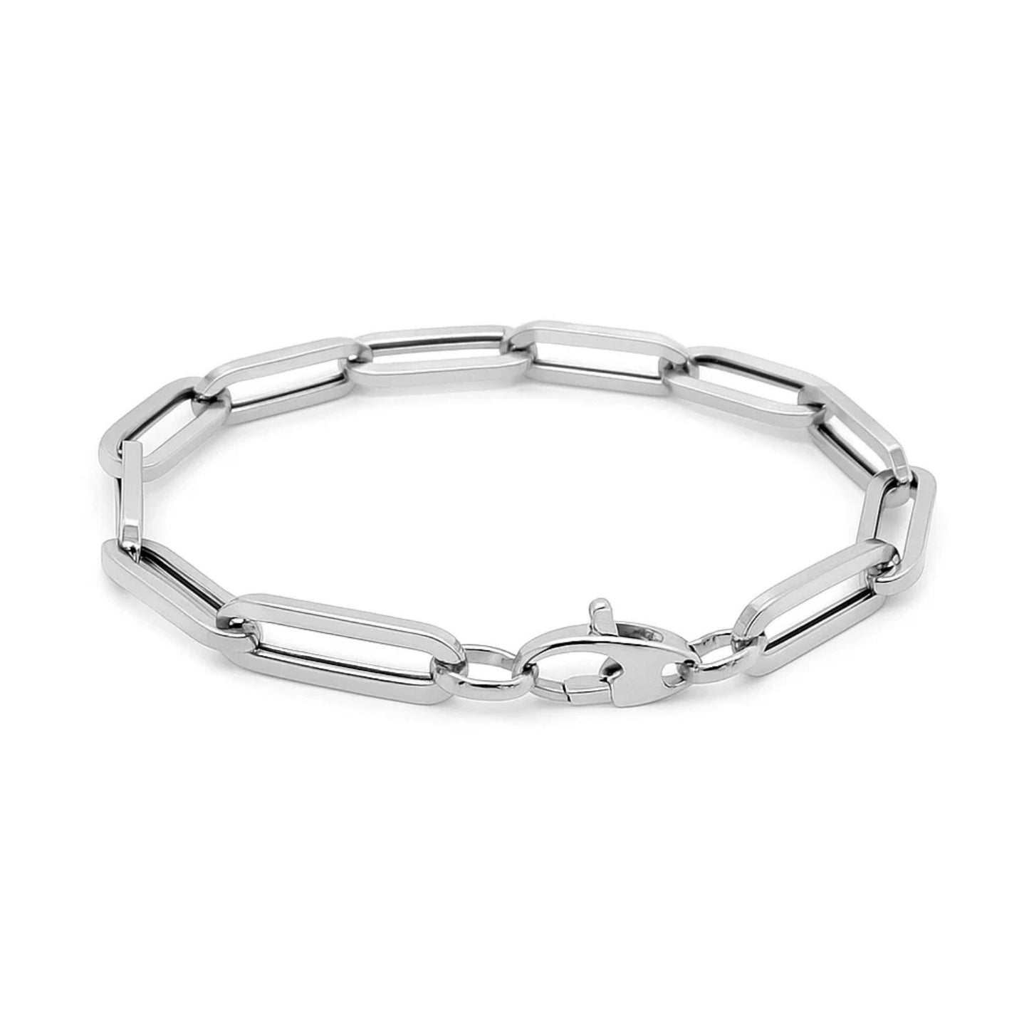 14K White Gold Extra Wide Paperclip Chain Bracelet (6.10 mm)