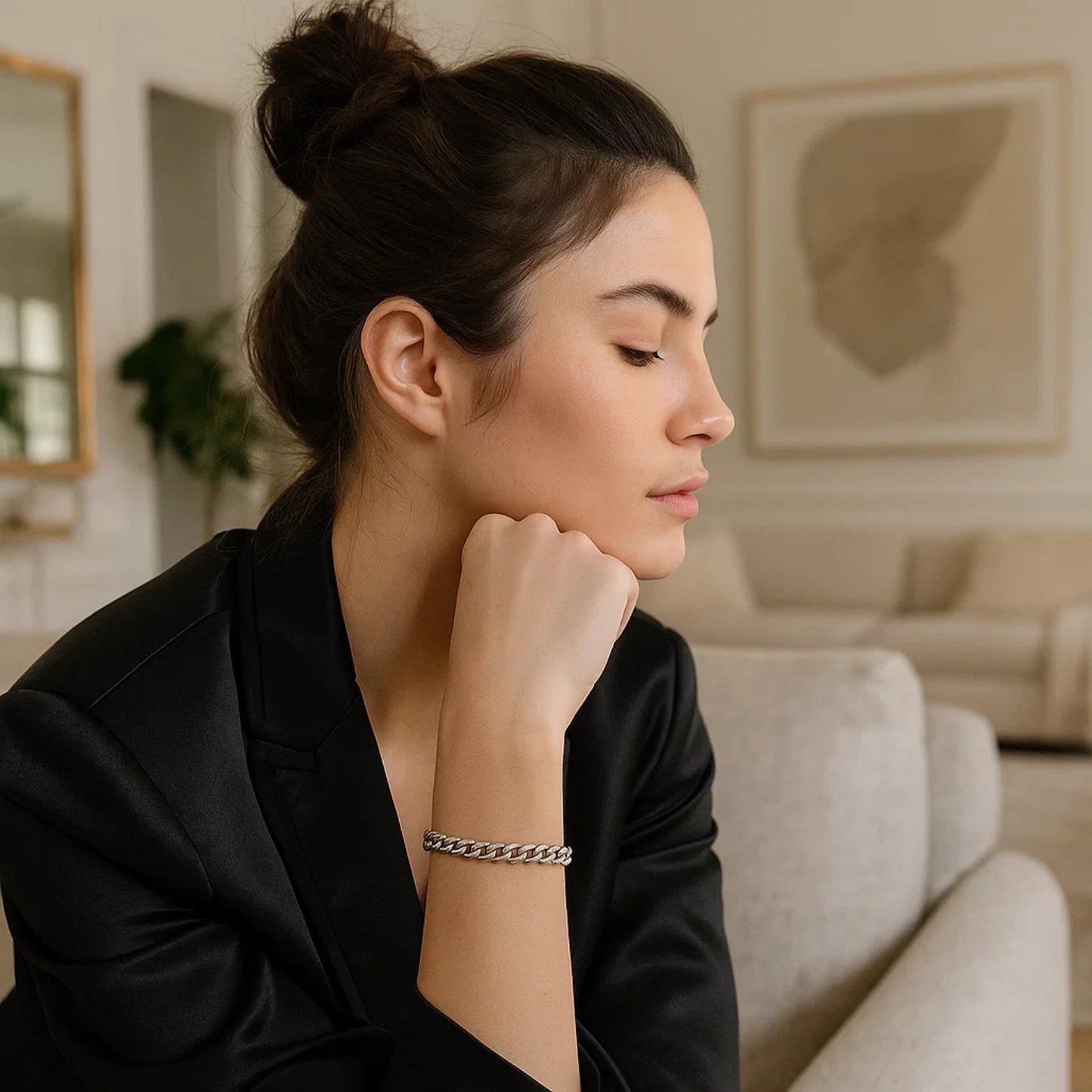 14K White Gold Cuban Link Bracelet (5.90 mm)